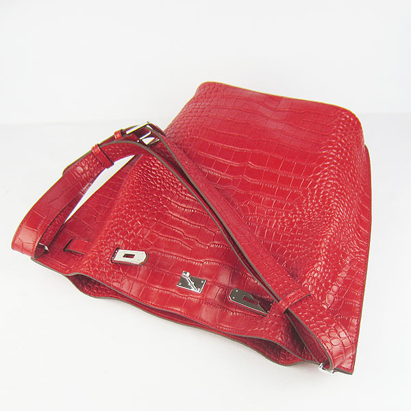 Replica Hermes Jypsiere 34 Togo Crocodile Leather Messenger Bag Red H2804 - 1:1 Copy